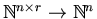 $ \mathbb{N}^{n \times r} \rightarrow \mathbb{N}^n$